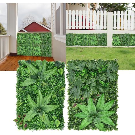 Mur VéGéTal Artificiel, 2 Panneaux Muraux avec Feuilles DéCoration Murale RéAliste pour IntéRieur ExtéRieur Balcon Mariage Salon Protection De La Vie PrivéE 60x40cm (1/5)