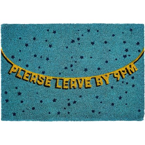 Premier Housewares Please Leave By 9 Pm Design Door Mat Blue Non Slip Floor Mat Indoor And Outdoor Welcome Mat With Robust Coir For Door Entrances House Entryway Kitchen Outside Porch And More 40 x 2  (1/4)