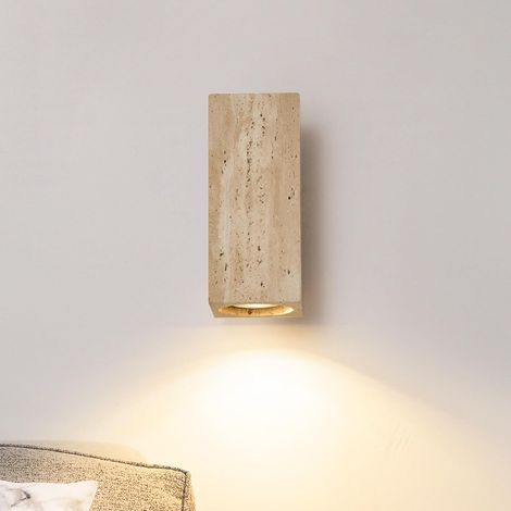 7W Applique Murale en Travertin Jaune Appliques Style Japonais Wabi Sabi Lampe Veilleuse Colonnaire en Pierre Luminaire Intérieur à Chaude pour Chambre Salle à Manger Cuisine Entrée Couloir (1/5)