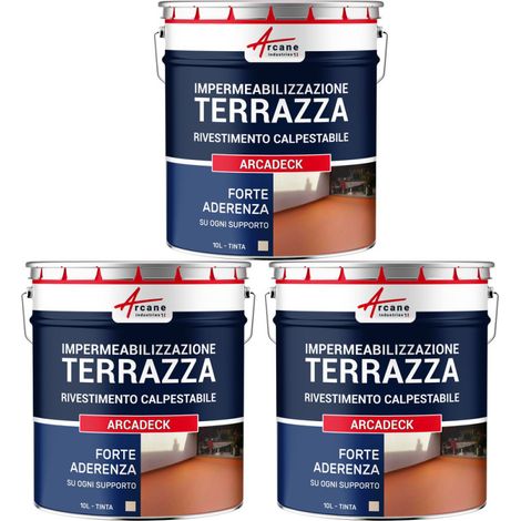 Guaina liquida calpestabile, Guaina per terrazzi calpestabile, impermeabilizzazione con ARCADECK - 3 x 10L Sabbia - ARCANE INDUSTRIES