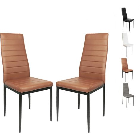 Lot de 2 chaises de salle à manger - Style contemporain - L 40 x P 39 cm - Marron