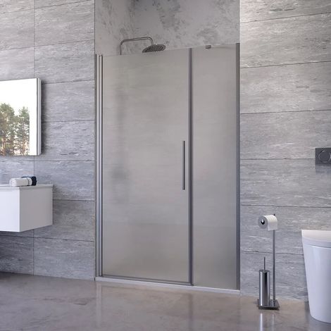 Porte de douche 116 120 cm à ouverture battante avec profilés chromés et verre opaque de 6 mm h195 Elba (1/4)