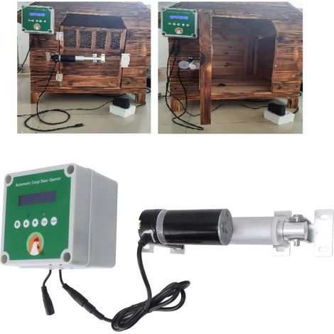 Motorisation automatique porte poulailler linear actuator kit avec détecteur lumière et télécommande [Kit motorisation automatique] [Linear actuator] [Détecteur lumière + télécommande]