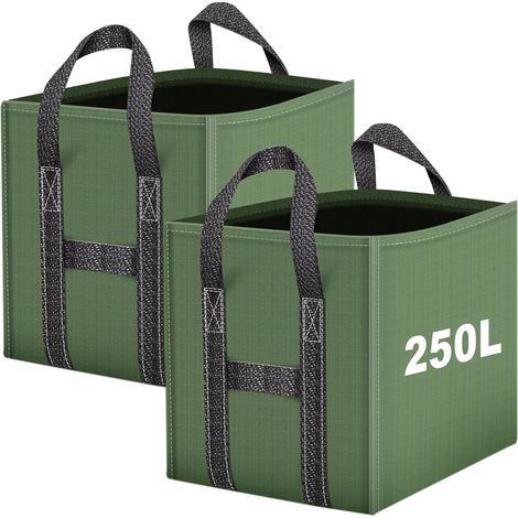 Lot de 2 Sac résistants Dechets Verts 250L, Sacs de déchets Jardin Robuste en PP Jardin, Sacs Poubelle de Jardin Réutilisables et Pliables (1/5)