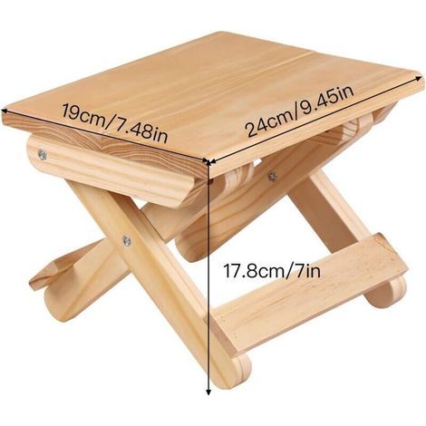 Marchepied pliable en bois massif pour la maison, les jeux, la pêche et le jardin, 24 x 19 x 17,8 cm (1/2)