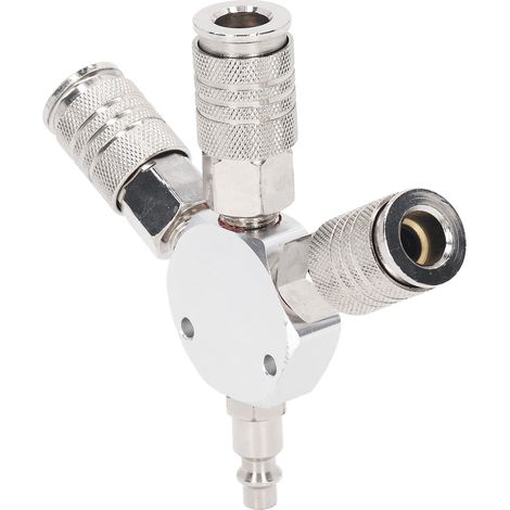 3 Way Air Splitter 1/4 Inch NPT Male Thread 3 Way Manifold Aluminum Alloy Pneumatic Fitting for Industrial