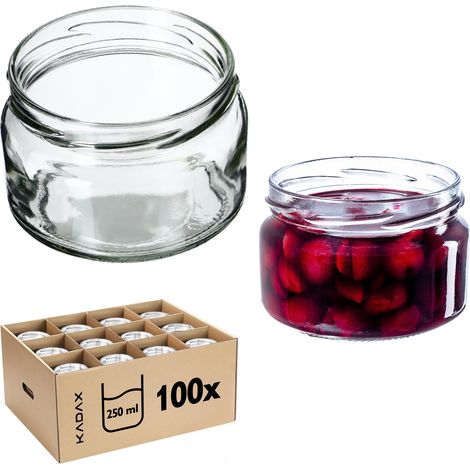 KADAX Lot de 100 petits bocaux de confiture avec couvercle - 250 ml - hermétiques - Pour cadeau - Pour miel et épices - Sans couvercle (1/5)
