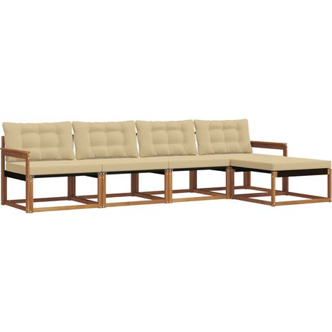 Outdoor Sofa Set with Cushion 5 pcs Natural and Beige vidaXL (1/5)