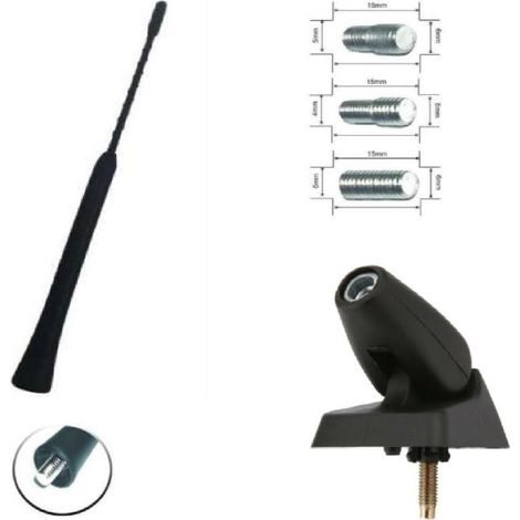FM/AM-Radioantenne 23,5 cm und Montagefuß zur Befestigung für Peugeot 106, 206, 206+, 306, 405, 406, 806, Expert, Partner