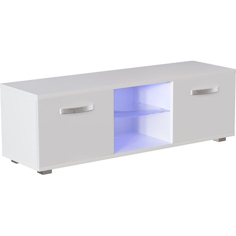Cosmo LED TV Cabinet Stand 2 Door Modern High Gloss Cabinet Unit, 120cm-White