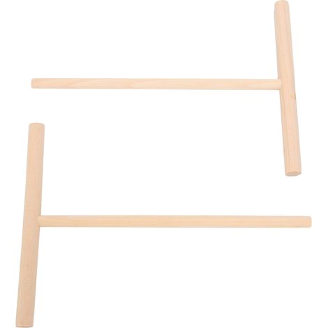 Lot de 2 spatules en bois en forme de T pour étaler la pâte à crêpes, à utiliser en cuisine. (1/5)