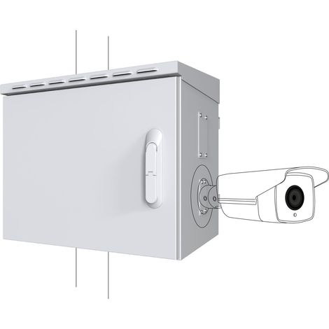 Box di videosorveglianza Lanview Midi Classic per montaggio su palo, per 4 telecamere, 575x425x500 mm - Bianco, RCCTV005