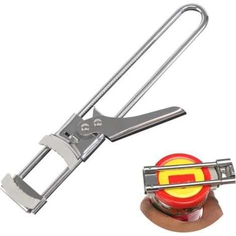 Ouvre-Bocal Ouvre-Boîte en Acier Inoxydable Ouvre-Bouteille Réglable Ouvre-Couvercles Antidérapant Ouvre Bocal Manuel Ouvre Bocaux (1/4)