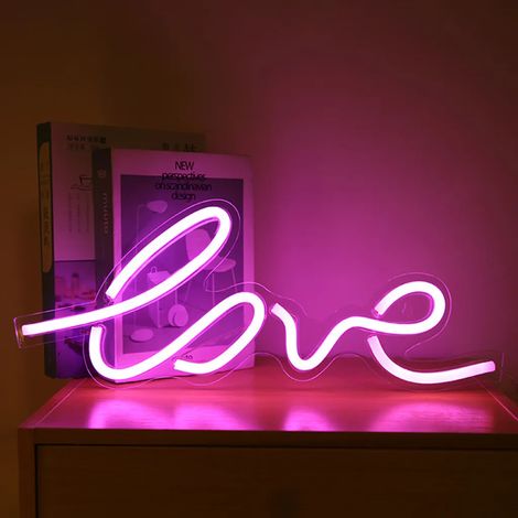 LED-Neonlicht „LOVE“ mit USB-Anschluss und Acryl-Rückwand – Dekorative Lampe für Zuhause, Partys, Hochzeiten, Bars und mehr.