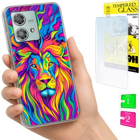 Custodia per Motorola Edge 40 Neo Photo Case Back Lion + vetro 9H (1/5)