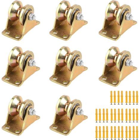 8 Pièces Poulie de levage, Poulie roue à rainure en V, Poulie de Mouflage, Poulie Simple, pour cable Poulie en acier pour cordes avec vis de montage, capacité de charge 100 kg/pièce (1/5)