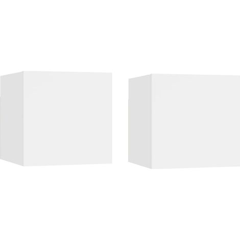 Set di 2 comodini sospesi con vano con anta 30,5 x 30 x 30 cm legno composito bianco DEC034849