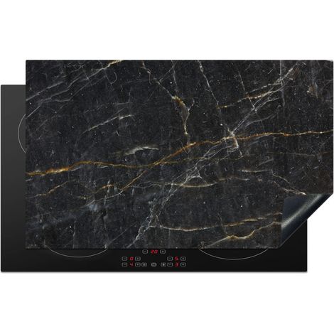 PROTECTION PLAQUE INDUCTION Marbre - Noir - Or - Gris - Texture marbre Couvre Plaque De Cuisson 83x51 cm