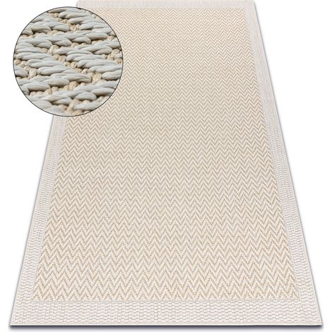 Teppich ORIGI 3726 creme - Zigzag flachgewebte SISAL schnur beige 58x100 cm