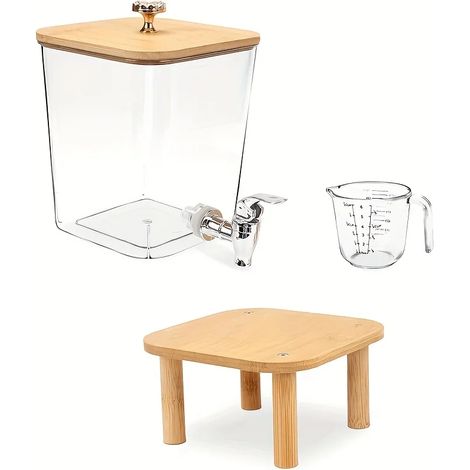 Distributeur de lessive liquide (transparent), distributeur de lessive liquide avec robinet en acier inoxydable, distributeur de savon liquide et d'adoucissant. (1/5)