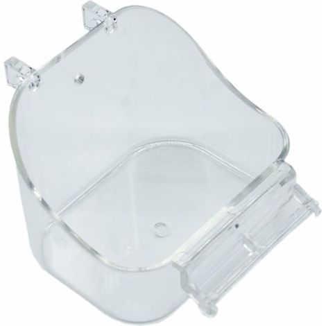 Bain d'oiseaux - Accessoire de cage suspendu avec petite pince - Perruches, canaris, perroquets - Transparent - 10 x 9,5 x 12,8 cm (1/5)