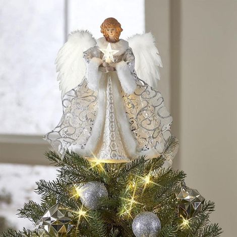 Décoration de sapin de Noël délicate, pendentif ange blanc, statue d'ange pour la décoration intérieure, décoration d'ambiance festive, festival - 32 cm (1/4)
