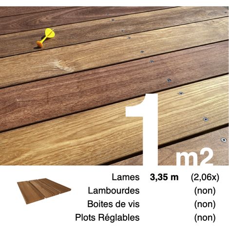 Planches de terrasse bois exotique CUMARU pour 1 m² • Longueur 3,35 m