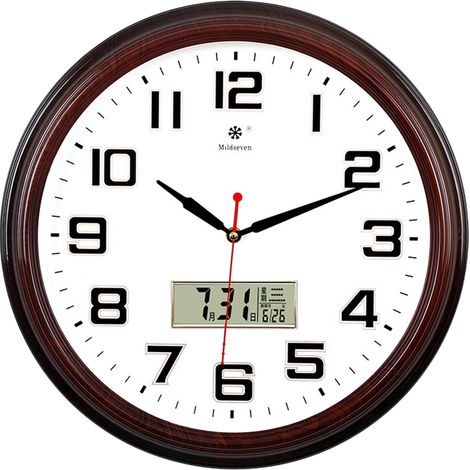 Horloge murale d'extérieur, en plastique étanche, avec affichage de la température et de l'humidité, résistante à l'eau, silencieuse, pour terrasse et jardin, marron foncé (1/5)