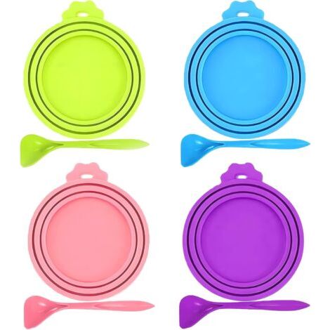 Couvercle Silicone Alimentaire,4PCS Silicone Boite de Conserve,Nourriture pour Chat Nourriture pour Chien Passe Couvercles Universels (1/5)
