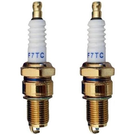Bougie D'allumage,Bougies D'allumage en Métal,Bougie D'allumage à Électrode,Bougie D'allumage en Métal à Électrode,Bougie Moteur,Bougie Tondeuse a Gazon,F7TC Bougie D'allumage 2 Pièces (1/5)