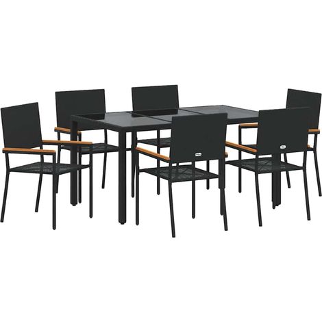 Maison Exclusive - Conjunto de Comedor de Jardín 7 uds. Negro rat (1/5)