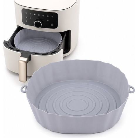 Plaque de cuisson en silicone pour friteuse à air chaud, plaque de cuisson ronde, tapis de cuisson en silicone pour friteuse à air chaud. (1/5)