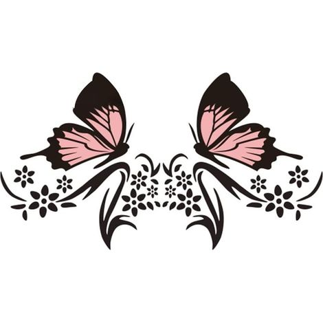 Autocollant bande capot voiture 2 pièces noir et rose motif papillon fleurs, étanche pour carrosserie SUV camions ordinateur (1/5)