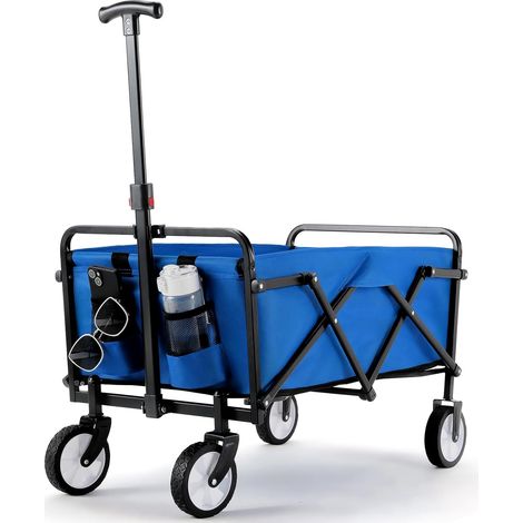 Gartenwagen Kinderwagen Faltbar Transportwagen Strandwagen max.60KG Verstellbarer Griff (Blau) (1/5)