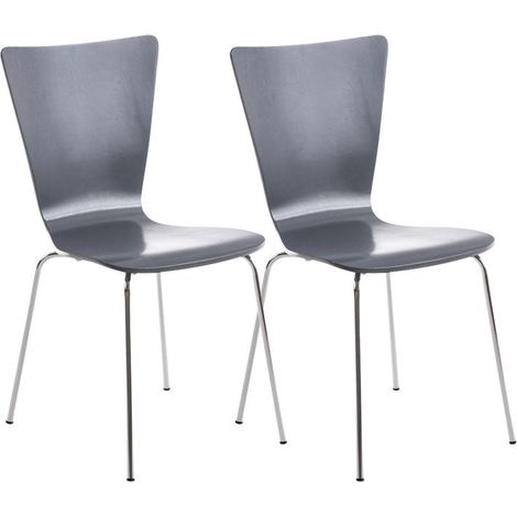 Juego de 2 sillas de cocina comedor apilables en madera gris y estructura estable con cuatro patas de metal 100003080 (1/5)