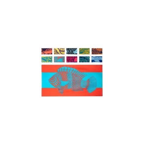 Telo mare con stampa di pesci tropicali (86 x 160 cm) – Telo mare pieghevole rosso acceso e blu, 100% cotone – Asciugamano da bagno colorato – Telo mare turchese – Crezuo