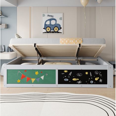letto struttura 90x200 con contenitore libreria grigio OKMYHOME (1/5)