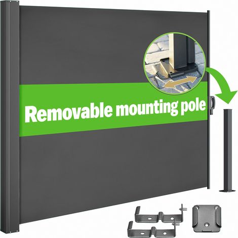 CASARIA® Nosara Extendable Side Awning 180 x 300 cm Privacy, Sun & Wind Protection Screen Perfect for Balcony, Patio and Garden Anthrazit 160x300cm (de) (1/6)
