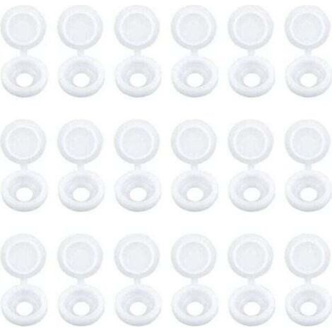 Lot de 100 Capuchons Blanc de Vis à Charnière Bouchons à Vis en Plastique pour Meubles Placards Étagères (1/4)