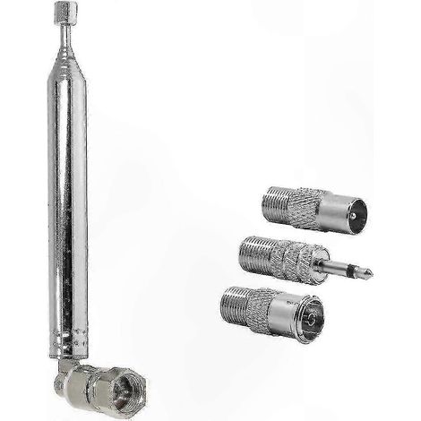 Teleskop-FM-Antenne (75 Ohm) für HiFi-Receiver, Mini-Stereoanlagen und DAB-Adapter ausziehbare Antenne, kompatibel mit AV-Verstärkern hochwertiges Radiozubehör (1/4)