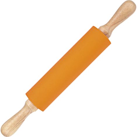 Rouleau à pâtisserie en silicone étendu, manche en bois massif, surface antiadhésive, outil de cuisine pour pâtisserie, orange, 1 pièce (1/5)