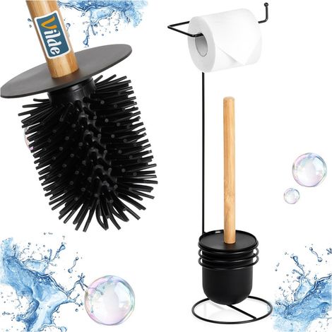 Spazzolino per WC in silicone 2 in 1, porta carta igienica per il bagno (1/5)