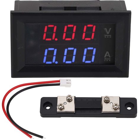 Voltmètre ampèremètre numérique DC 0-100V 50A avec shunt - Moniteur de tension et courant LED, testeur volt ampère détecteur ampérage, jauge de mesure pour tableau électrique (1/5)