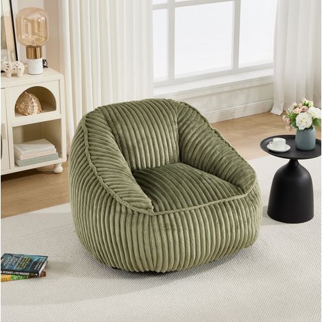 Sillón puff, relleno de espuma suave, ligero y fácil de mover, chenilla, verde esmeralda (1/5)