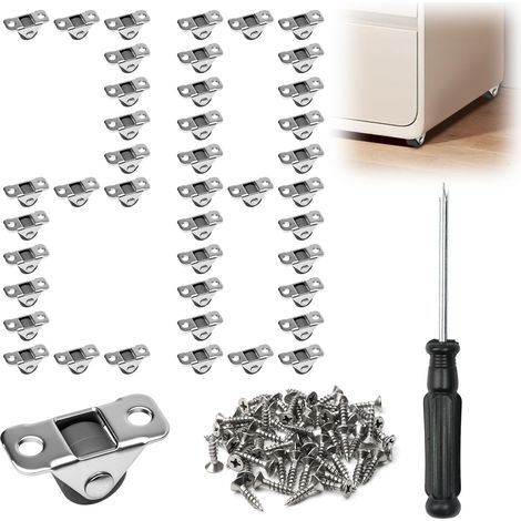 Lot de 28 mini roulettes en caoutchouc pour meubles, 12 mm, avec 56 vis, pour mini meubles, tiroirs, boîtes de rangement, poubelles (1/5)