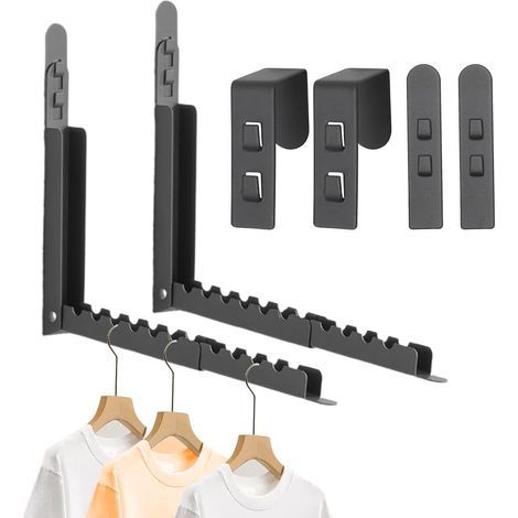 Set mit 2 faltbaren Aluminium-Wandhaken – Wandmontierte Kleiderstange für Balkon, Badezimmer, Waschküche (1/5)