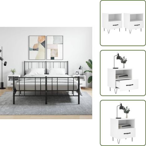 Tables de chevet 2 pcs blanc 40x35x47,5 cm bois d’ingénierie - Table De Chevet - Meuble De Chambre - Armoire De Chevet - Commode - Design Moderne (1/5)