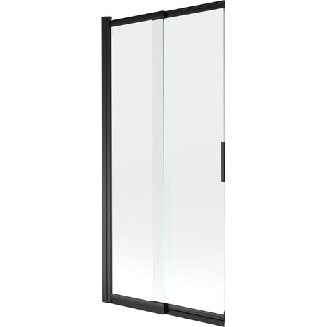 Mexen – Paroi de douche coulissante 2 volets 85 x 150 cm – Verre trempé transparent – Finition noir – Installation universelle – 8910850027000 (1/5)