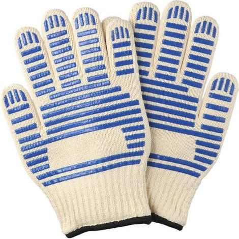 Pair of BBQ Gloves, Double-Layer Oven Gloves, Heat Resistant up to 350°C, for Cooking, Welding, Grilling, Baking, Fireplace YMYNY (1/4)