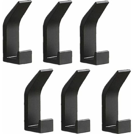 Lot de 6 patères murales patères porte-serviettes crochets de porte sans perage patères en aluminium porte-manteau mural autocollant, noir (1/4)